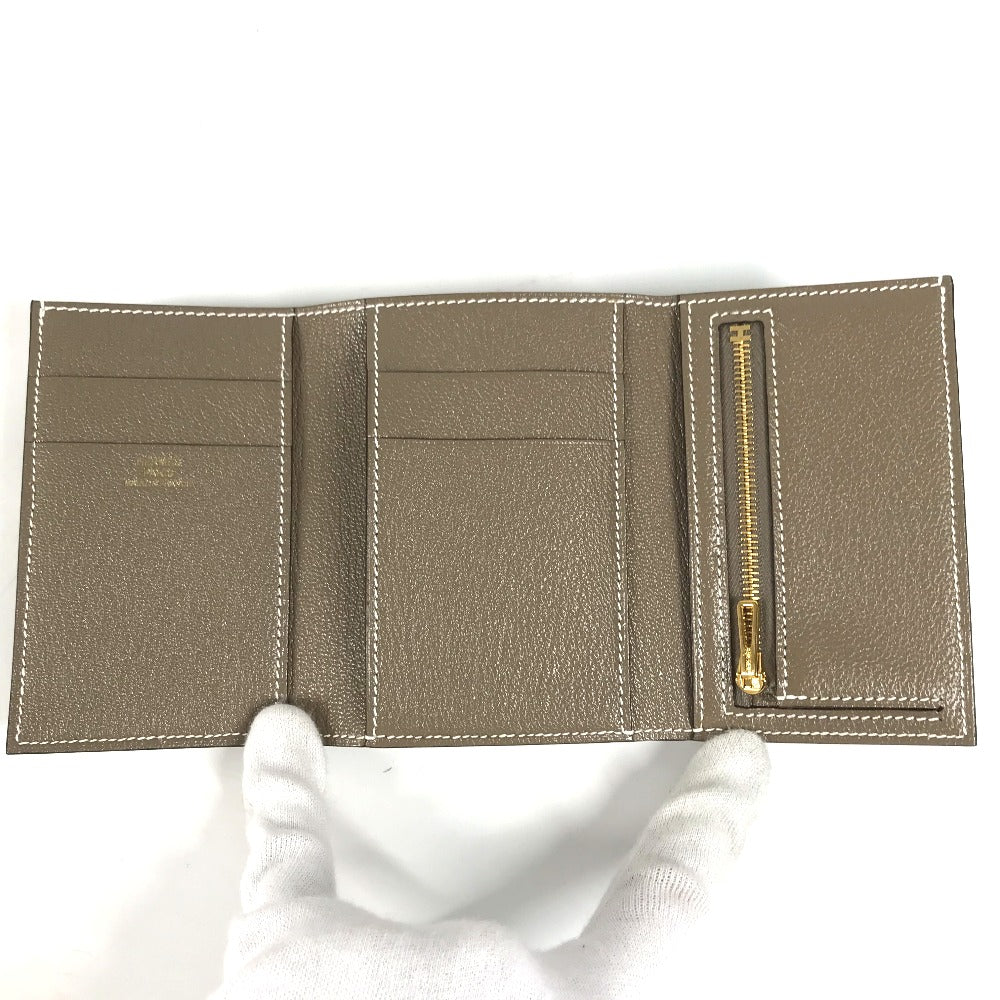 HERMES Trifold wallet Shave Gold Metal Bearn combine