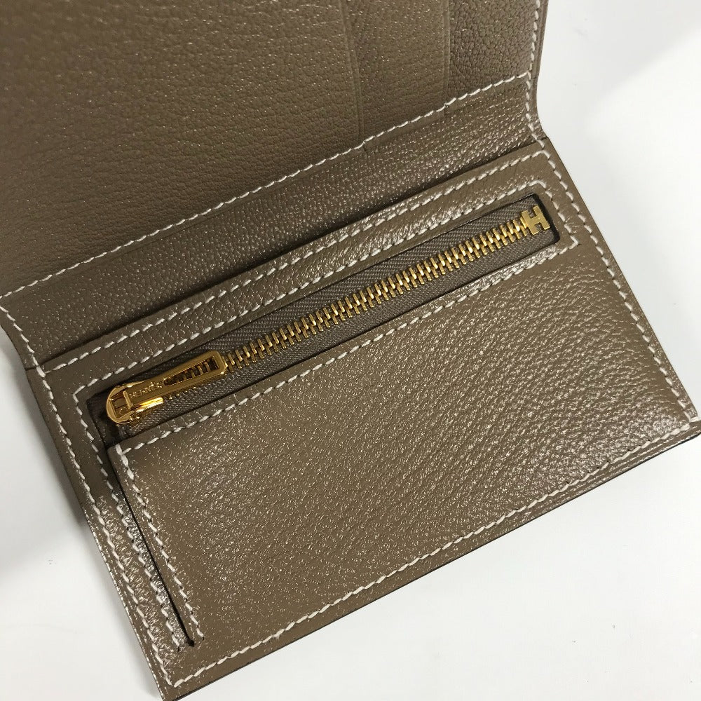 HERMES Trifold wallet Shave Gold Metal Bearn combine