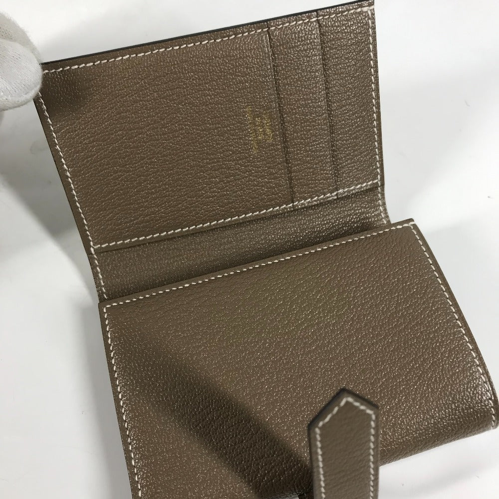 HERMES Trifold wallet Shave Gold Metal Bearn combine