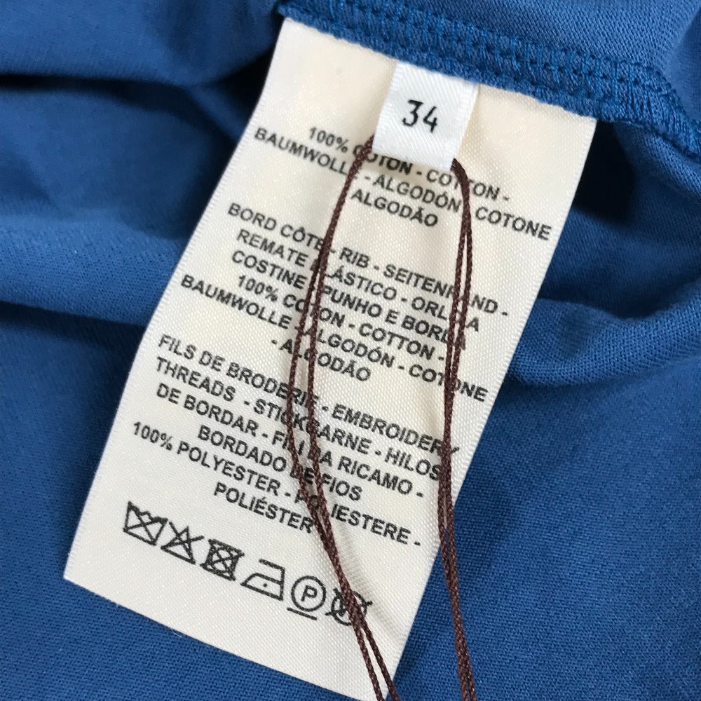 HERMES Short sleeve T-shirt cotton blue apparel tops short sleeves embroidered pocket Women 34 Used