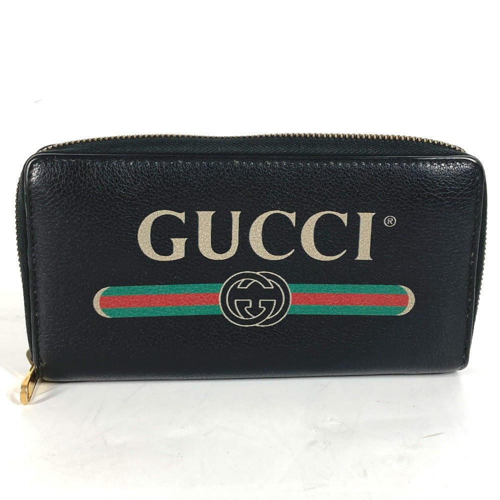 GUCCI Long Wallet Purse 496317 leather black logo mens Used