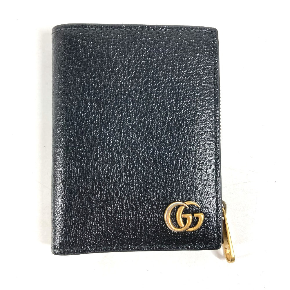 GUCCI Folded wallet 760223 leather black Double G Long Wallet Women Used
