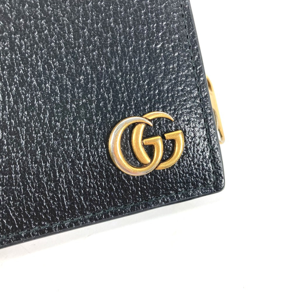 GUCCI Folded wallet 760223 leather black Double G Long Wallet Women Used