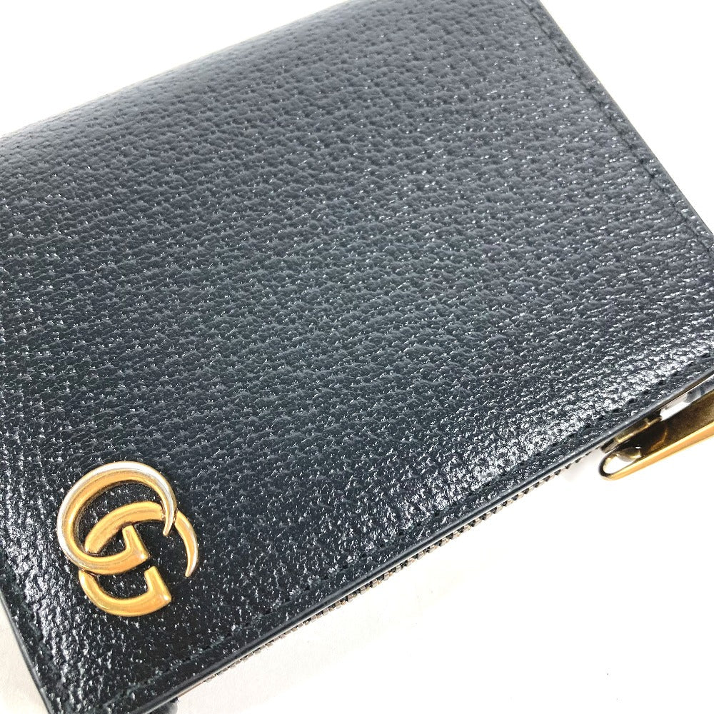 GUCCI Folded wallet 760223 leather black Double G Long Wallet Women Used