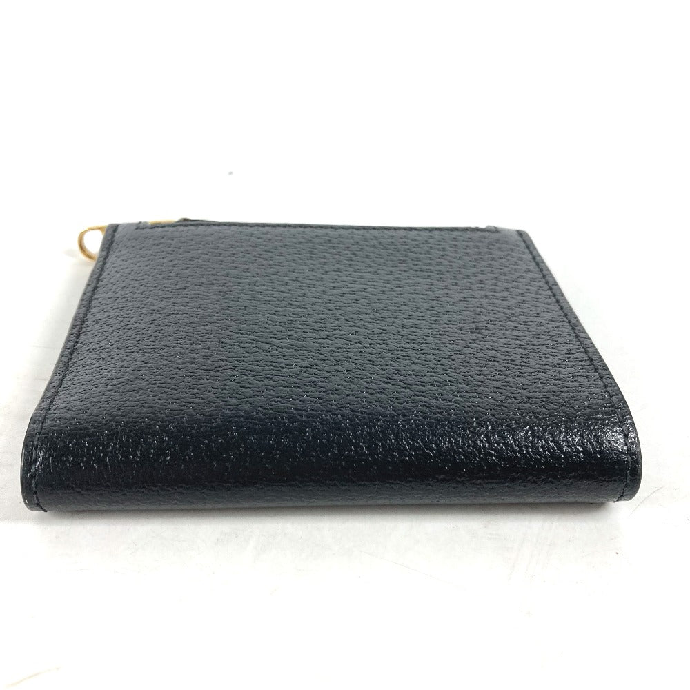 GUCCI Folded wallet 760223 leather black Double G Long Wallet Women Used