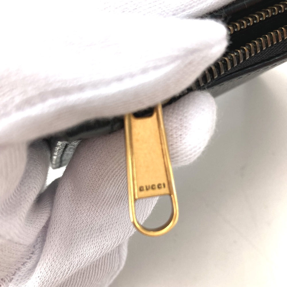 GUCCI Folded wallet 760223 leather black Double G Long Wallet Women Used