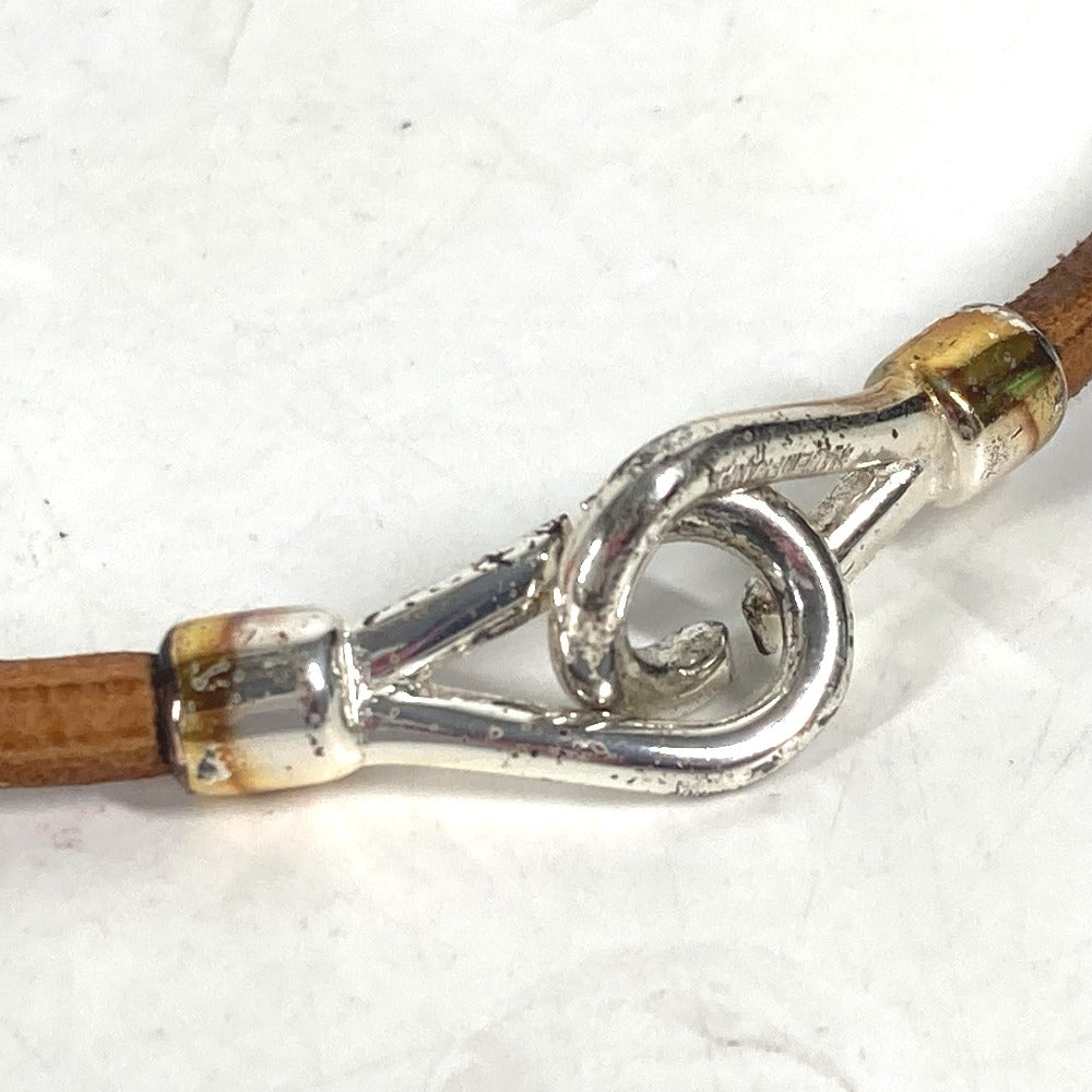 HERMES Necklace leather Silver animal Zebra Choker Women Used