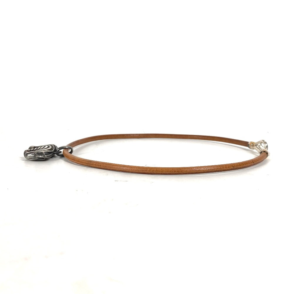HERMES Necklace leather Silver animal Zebra Choker Women Used