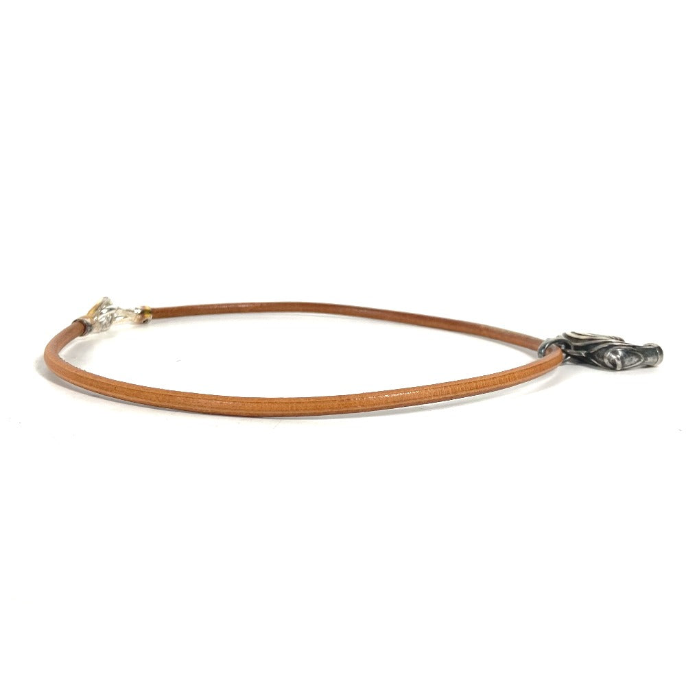 HERMES Necklace leather Silver animal Zebra Choker Women Used