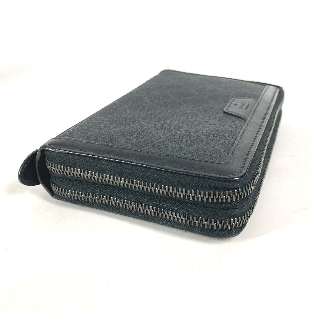 GUCCI Long Wallet Purse 395708�@ GG Supreme canvas, leather black handbag bag GG Supreme Travel Case mens Used