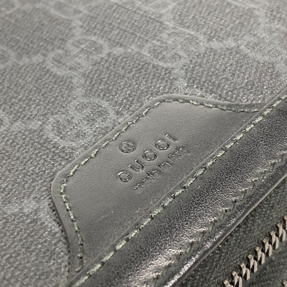GUCCI Long Wallet Purse 395708�@ GG Supreme canvas, leather black handbag bag GG Supreme Travel Case mens Used