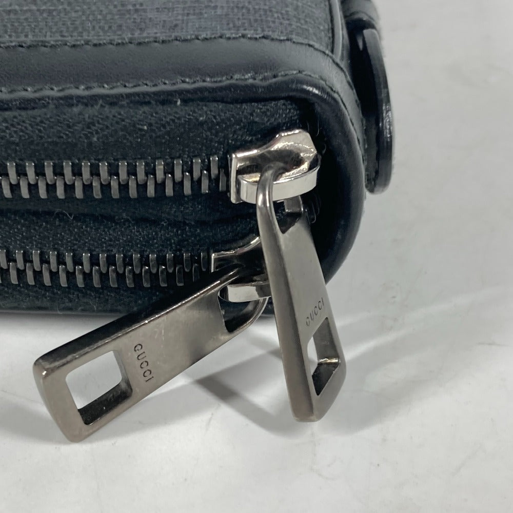 GUCCI Long Wallet Purse 395708�@ GG Supreme canvas, leather black handbag bag GG Supreme Travel Case mens Used