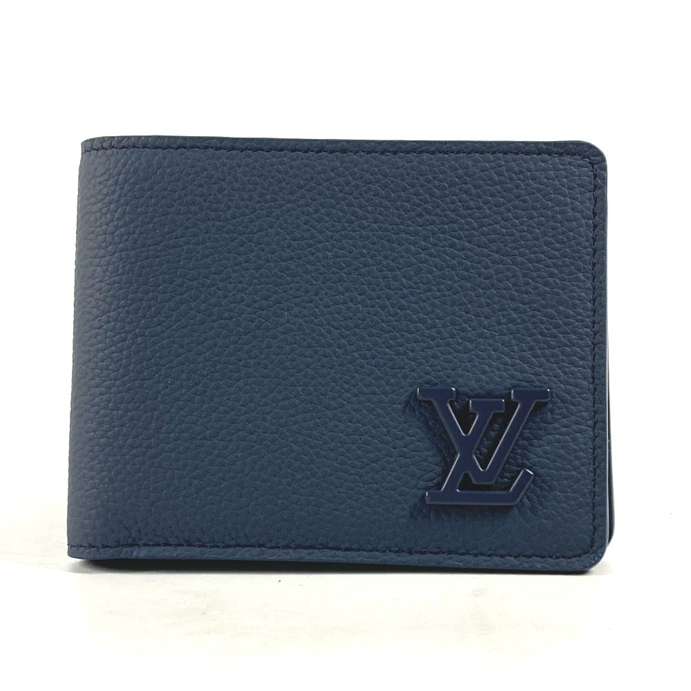 LOUIS VUITTON Folded wallet M81822 leather Navy LV Aero Portefeuille
