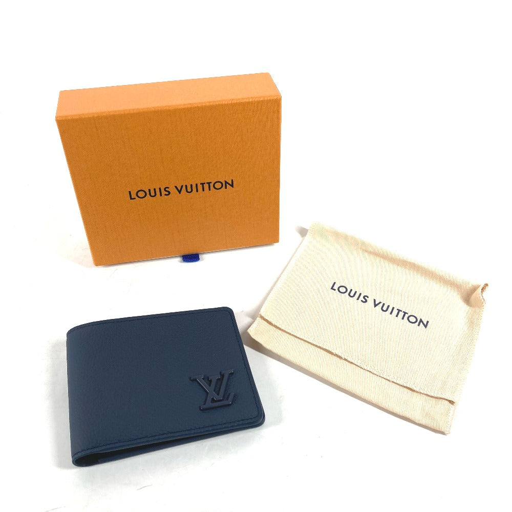 LOUIS VUITTON Folded wallet M81822 leather Navy LV Aero Portefeuille