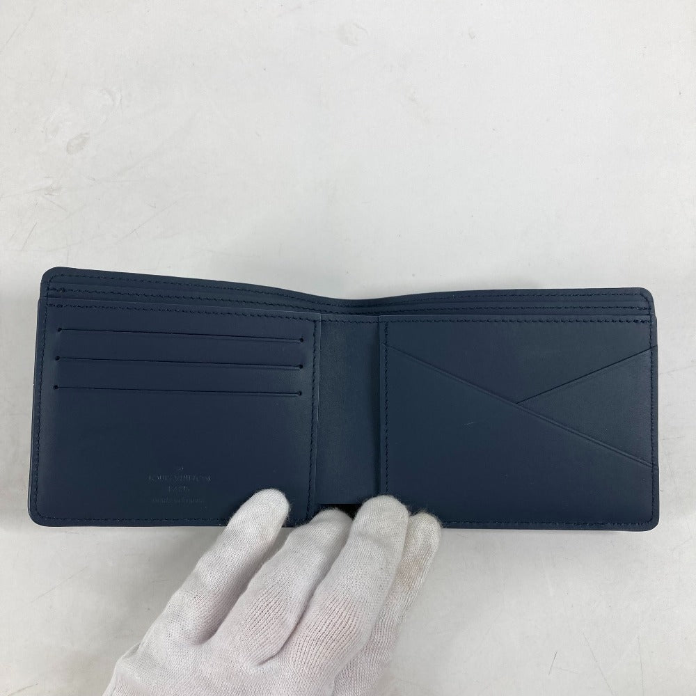 LOUIS VUITTON Folded wallet M81822 leather Navy LV Aero Portefeuille