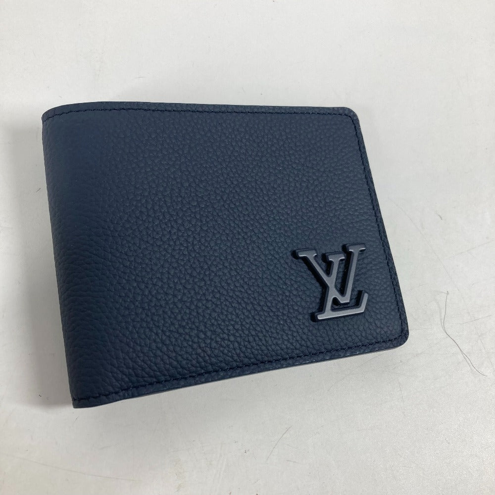 LOUIS VUITTON Folded wallet M81822 leather Navy LV Aero Portefeuille