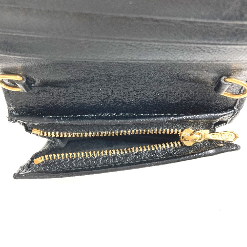GUCCI Folded wallet 573790 leather black Rhinestone Sherry Line Raja Tiger Chain Wallet Tiger Women Used