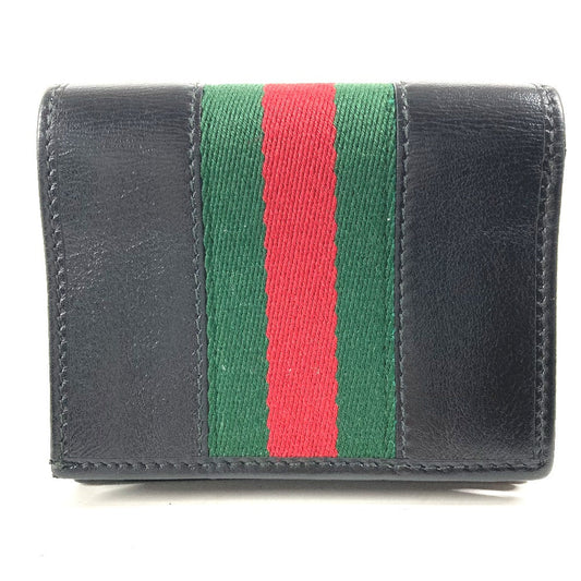 GUCCI Folded wallet 573790 leather black Rhinestone Sherry Line Raja Tiger Chain Wallet Tiger Women Used