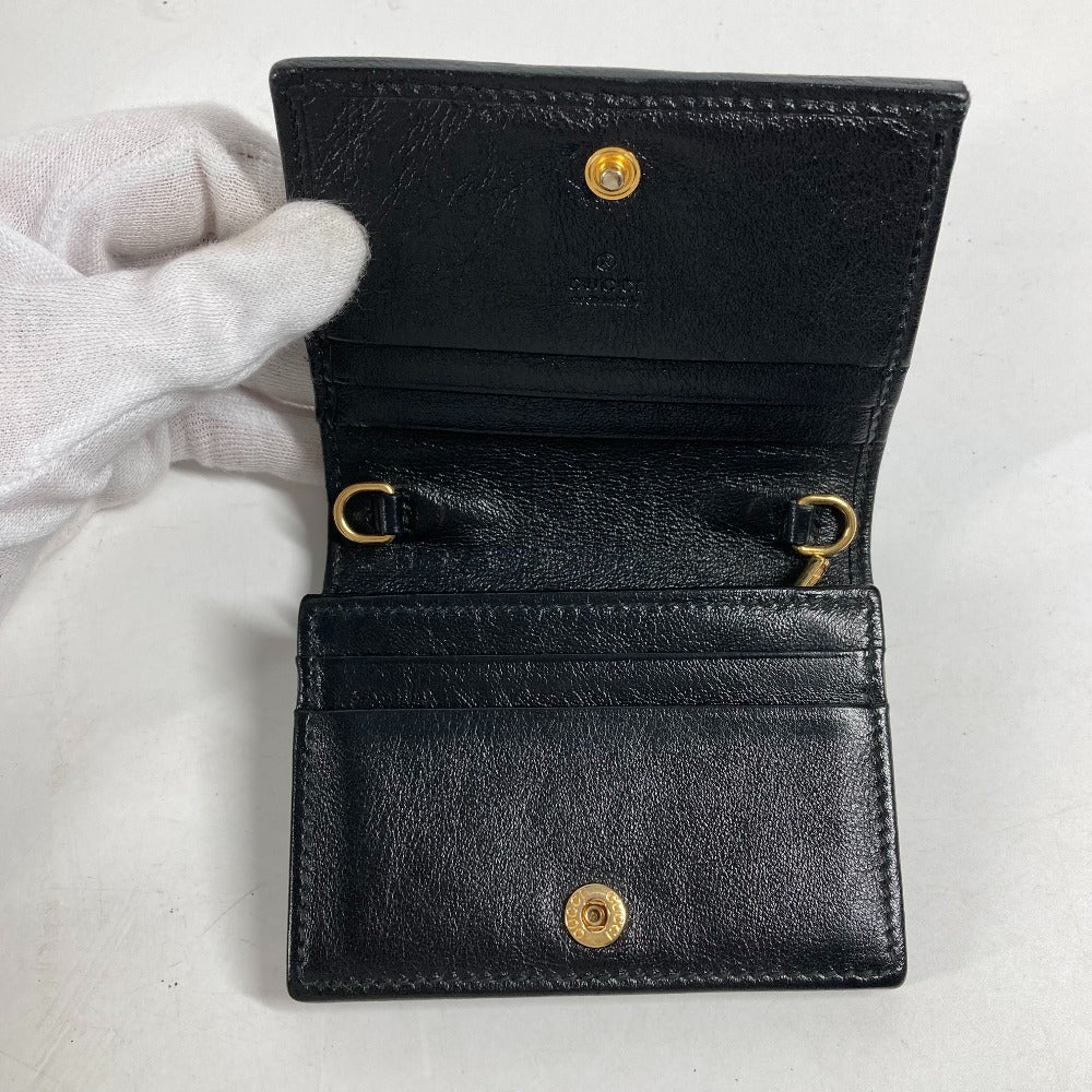 GUCCI Folded wallet 573790 leather black Rhinestone Sherry Line Raja Tiger Chain Wallet Tiger Women Used