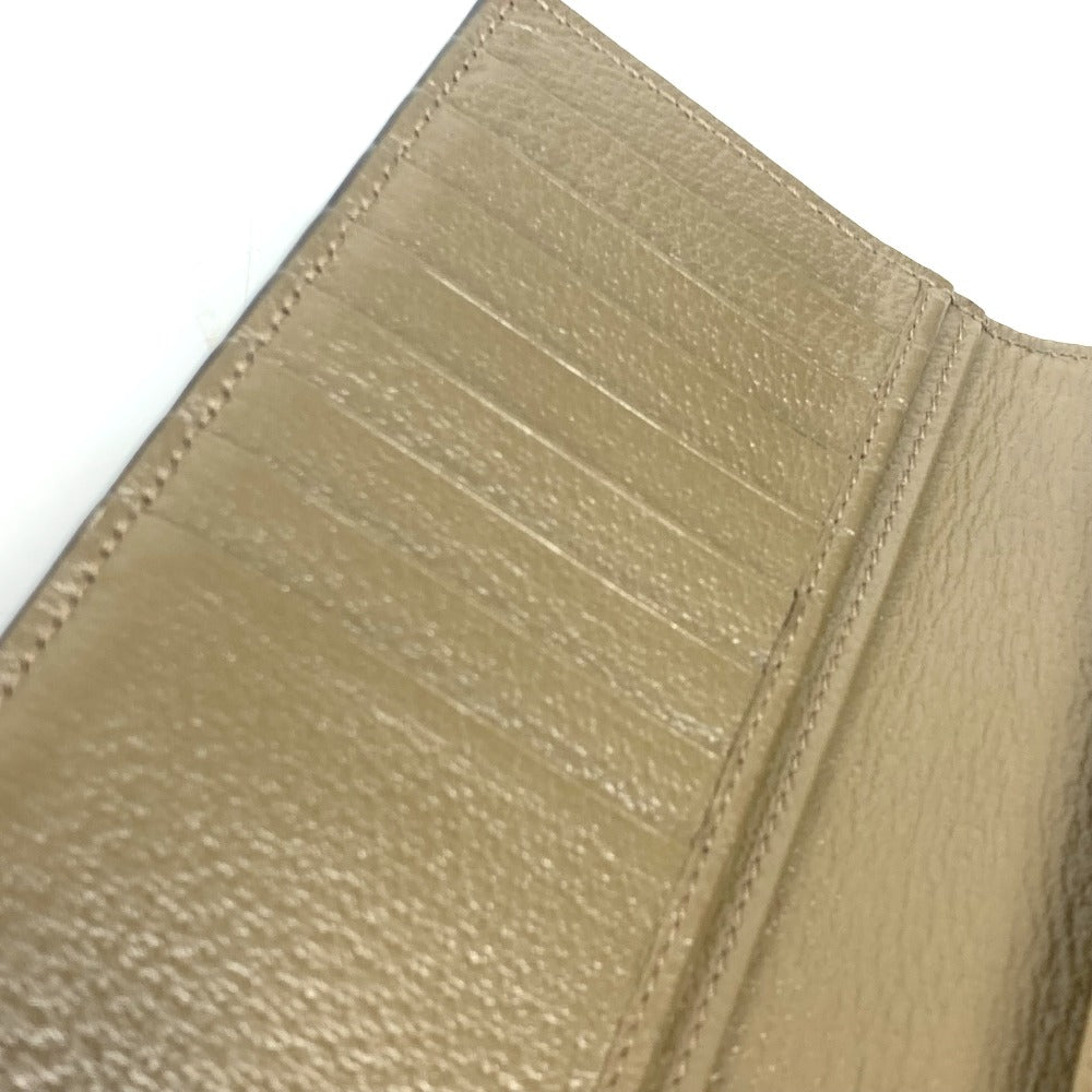 GUCCI Long Wallet Purse 428740 leather khaki Long wallet Double G GG Marmont mens Used