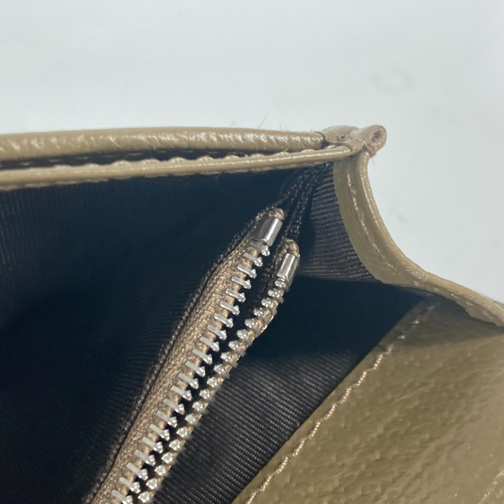 GUCCI Long Wallet Purse 428740 leather khaki Long wallet Double G GG Marmont mens Used