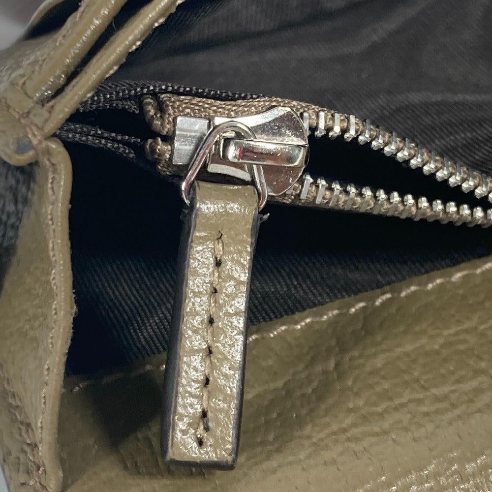 GUCCI Long Wallet Purse 428740 leather khaki Long wallet Double G GG Marmont mens Used