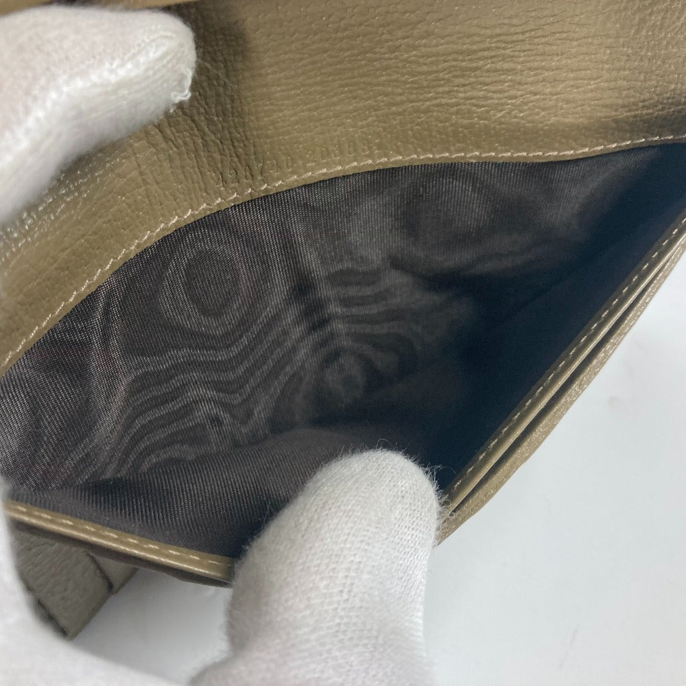 GUCCI Long Wallet Purse 428740 leather khaki Long wallet Double G GG Marmont mens Used