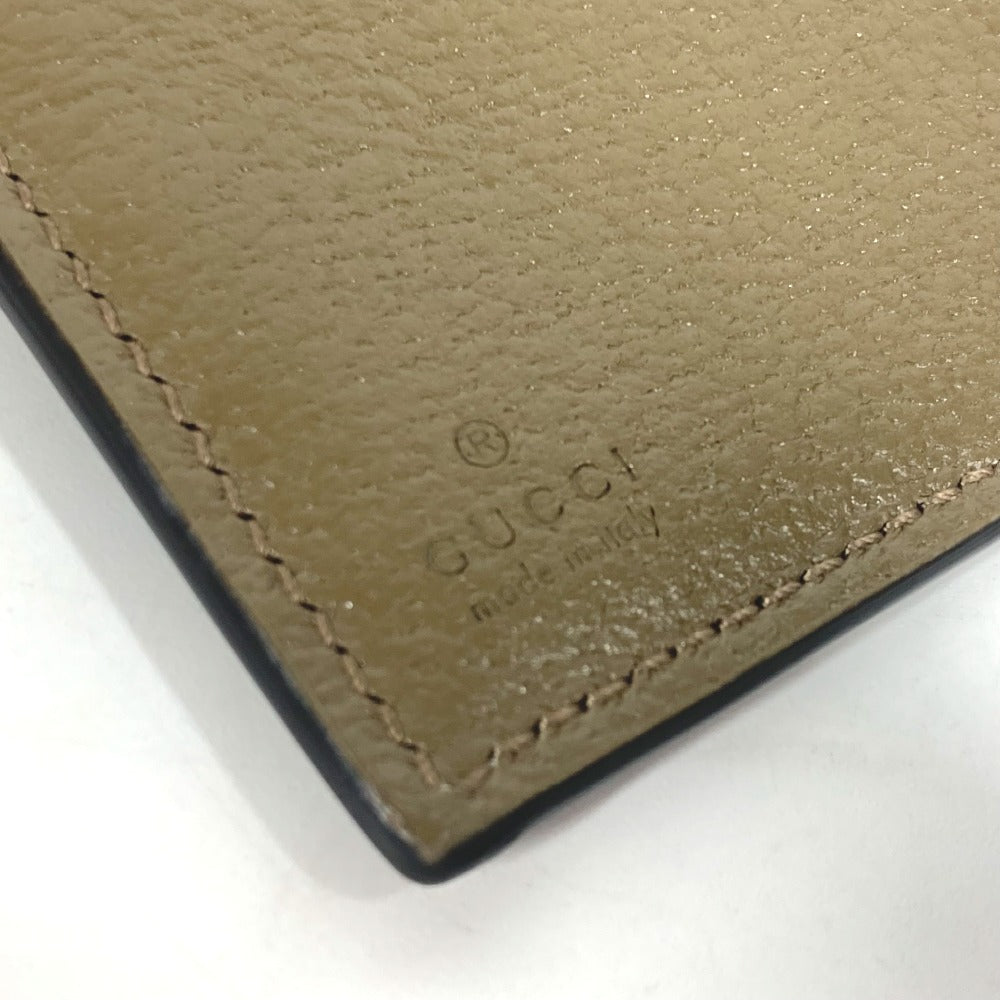 GUCCI Long Wallet Purse 428740 leather khaki Long wallet Double G GG Marmont mens Used