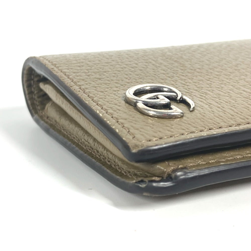 GUCCI Long Wallet Purse 428740 leather khaki Long wallet Double G GG Marmont mens Used