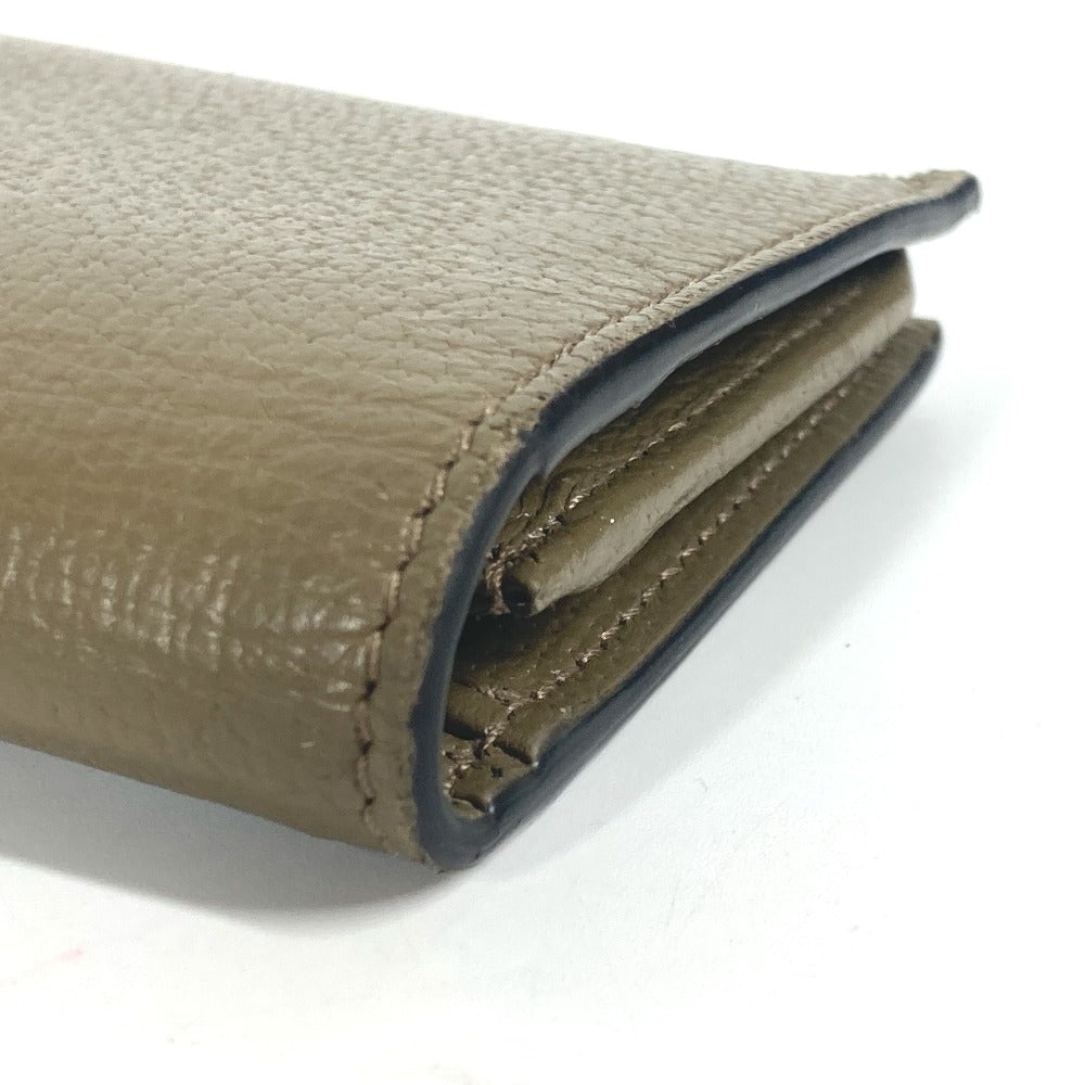 GUCCI Long Wallet Purse 428740 leather khaki Long wallet Double G GG Marmont mens Used