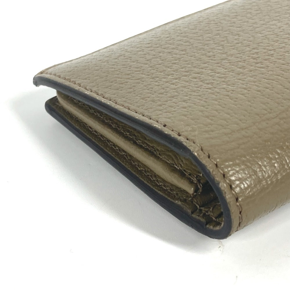 GUCCI Long Wallet Purse 428740 leather khaki Long wallet Double G GG Marmont mens Used