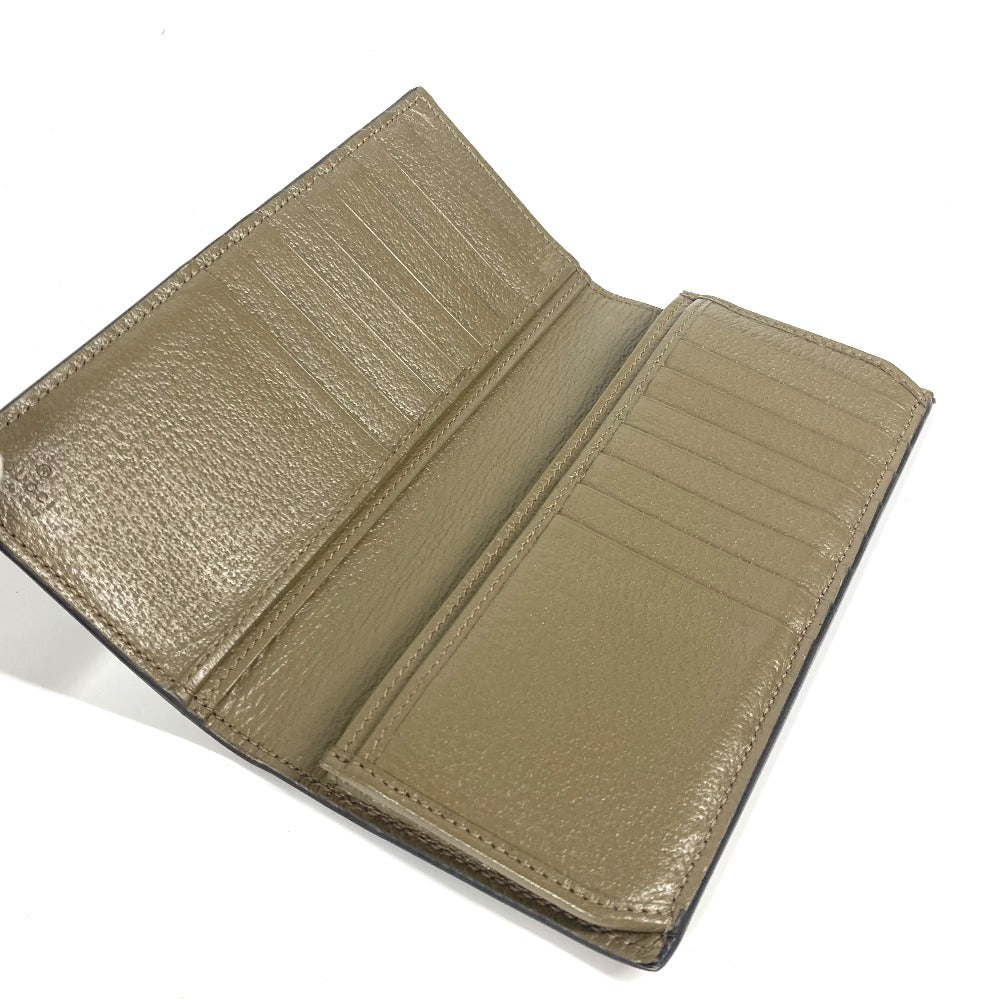 GUCCI Long Wallet Purse 428740 leather khaki Long wallet Double G GG Marmont mens Used