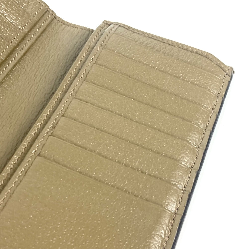 GUCCI Long Wallet Purse 428740 leather khaki Long wallet Double G GG Marmont mens Used