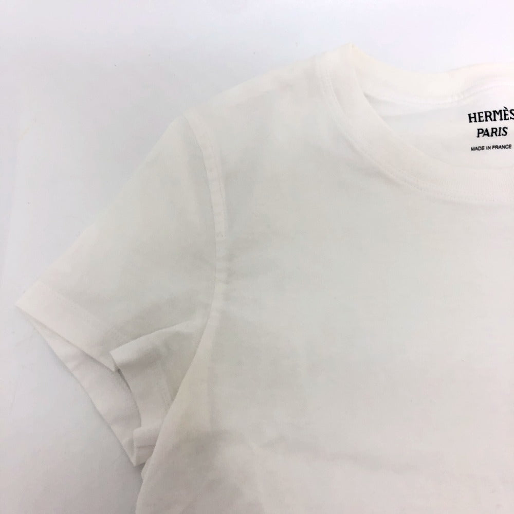 HERMES Short sleeve T-shirt cotton white Embroidered Mosaic H Logo Pocket Women 34 Used