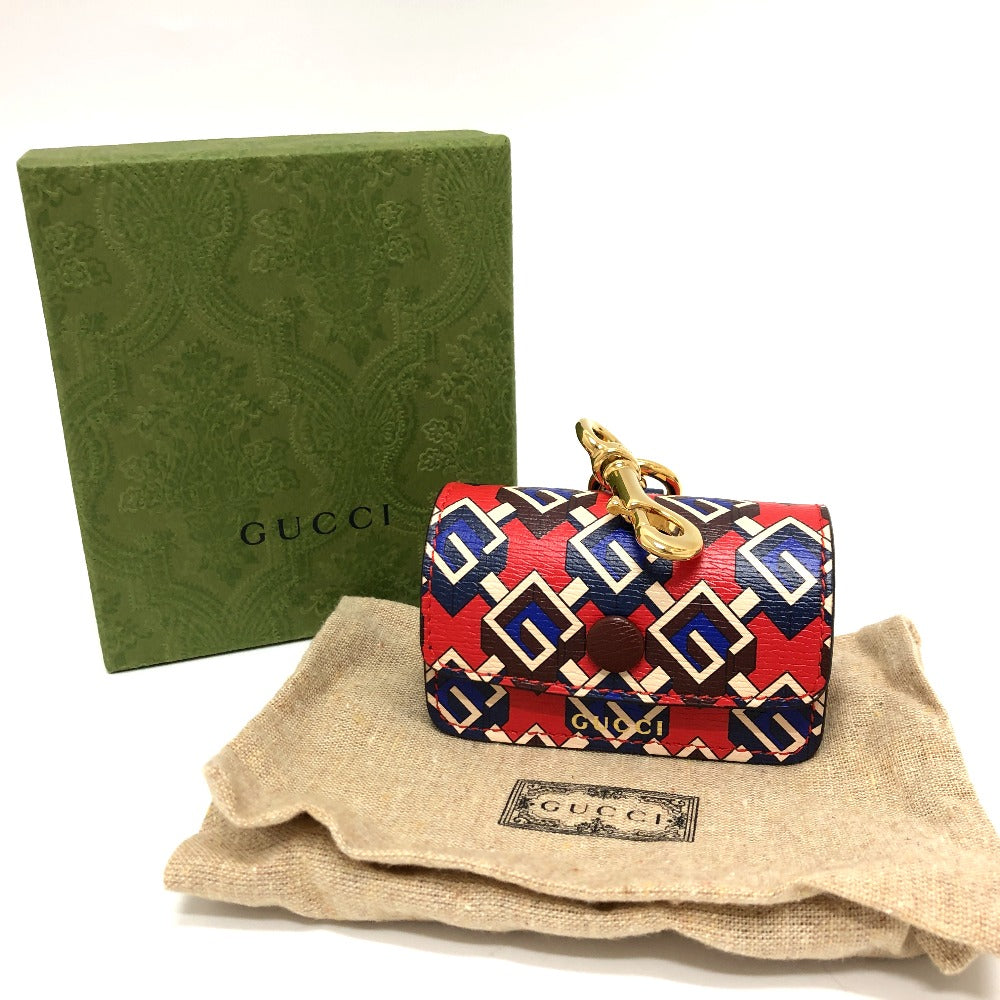 GUCCI key ring 692957 leather Red Pets GG Etiquette Bag Holder unisex(Unisex) Used