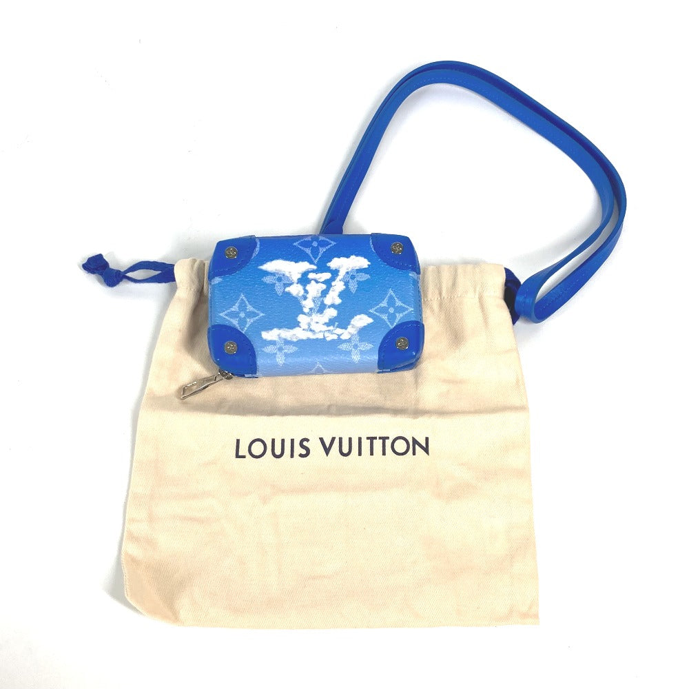 LOUIS VUITTON Coin case M45440 leather blue Monogram Clouds Soft Trunk Necklace Wallet
