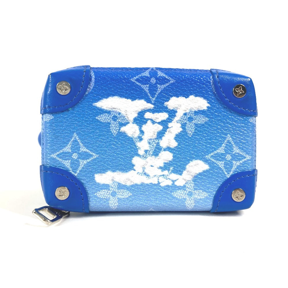LOUIS VUITTON Coin case M45440 leather blue Monogram Clouds Soft Trunk Necklace Wallet