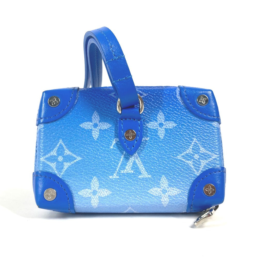 LOUIS VUITTON Coin case M45440 leather blue Monogram Clouds Soft Trunk Necklace Wallet