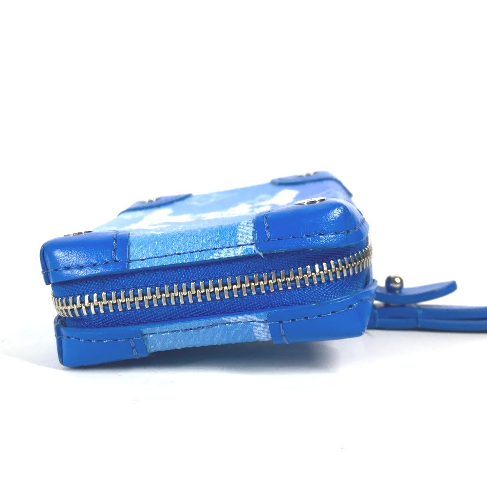 LOUIS VUITTON Coin case M45440 leather blue Monogram Clouds Soft Trunk Necklace Wallet