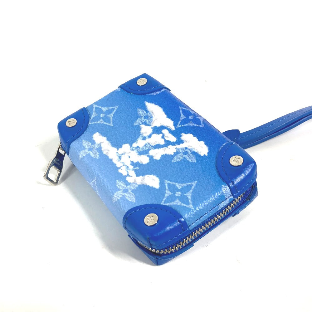 LOUIS VUITTON Coin case M45440 leather blue Monogram Clouds Soft Trunk Necklace Wallet