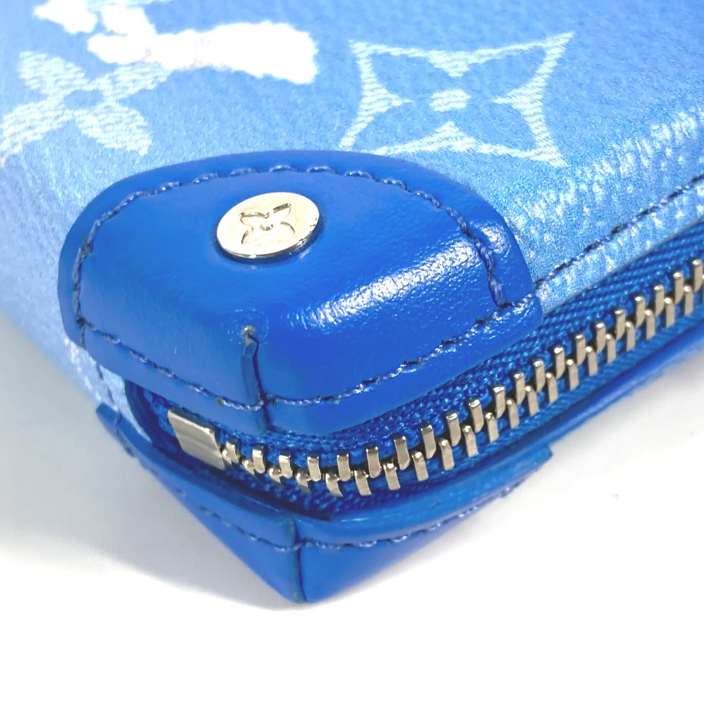 LOUIS VUITTON Coin case M45440 leather blue Monogram Clouds Soft Trunk Necklace Wallet