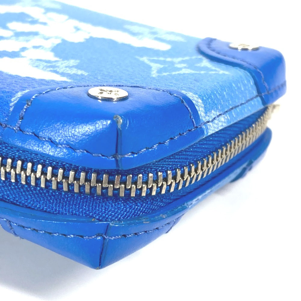 LOUIS VUITTON Coin case M45440 leather blue Monogram Clouds Soft Trunk Necklace Wallet
