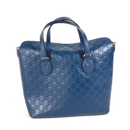 GUCCI Handbag 428226 Sima leather blue Signature Guccisima GG mens Used