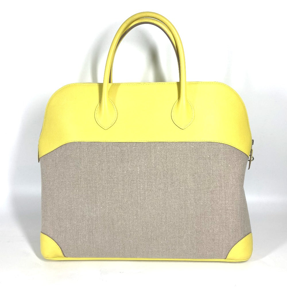 HERMES Tote Bag Swift, Toile H yellow Shoulder Bag Boston Duffel bag Bored 45 Women Used
