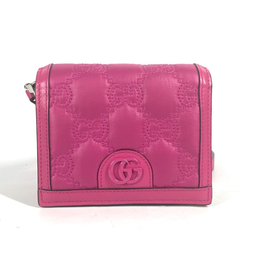 GUCCI Shoulder Bag 723777 Leather / nylon pink GG matelasse quilting Women Used