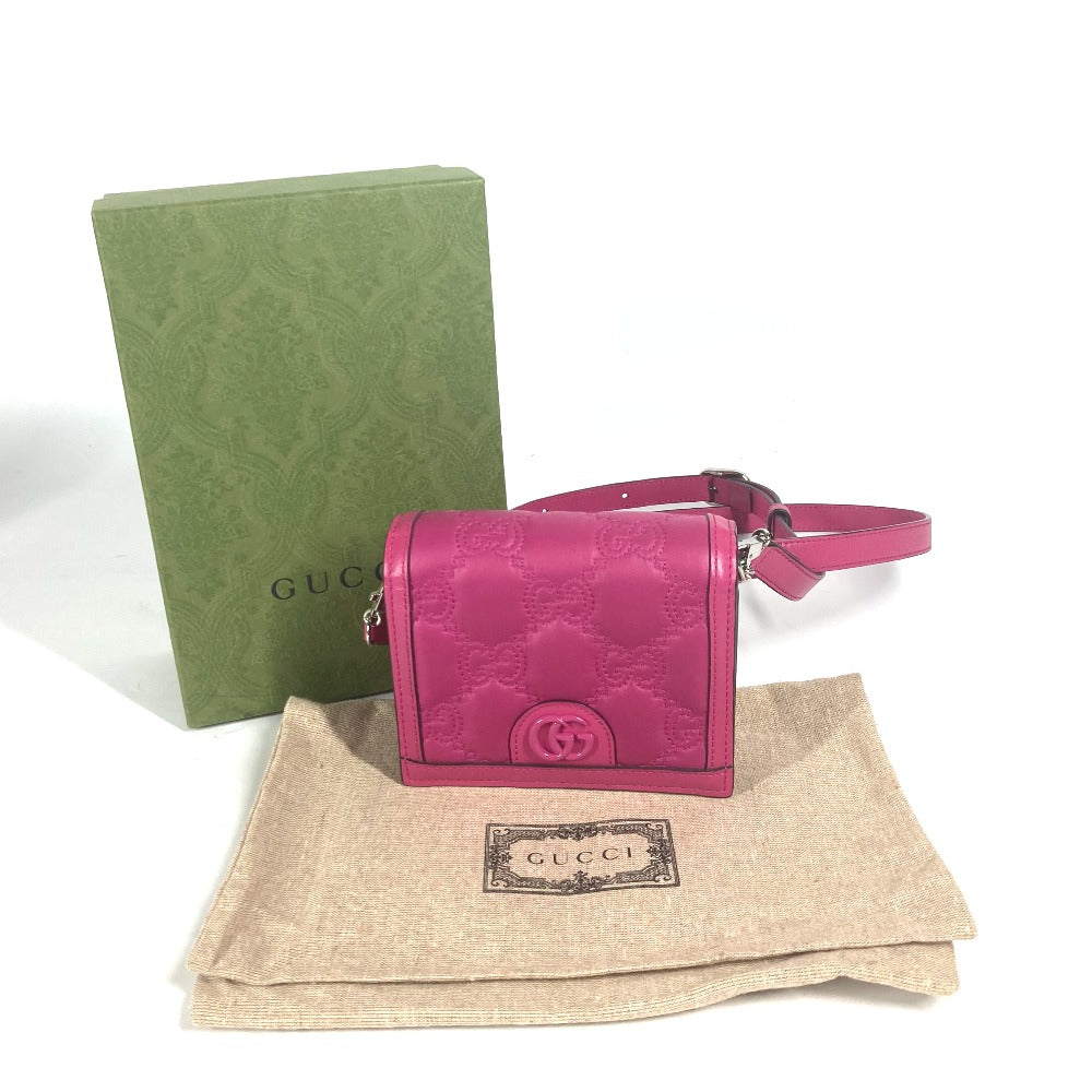 GUCCI Shoulder Bag 723777 Leather / nylon pink GG matelasse quilting Women Used