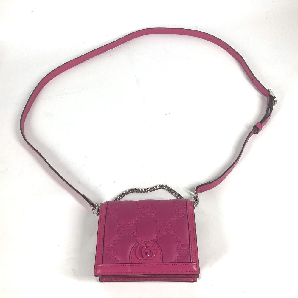 GUCCI Shoulder Bag 723777 Leather / nylon pink GG matelasse quilting Women Used