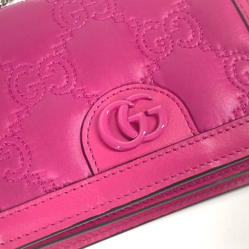 GUCCI Shoulder Bag 723777 Leather / nylon pink GG matelasse quilting Women Used