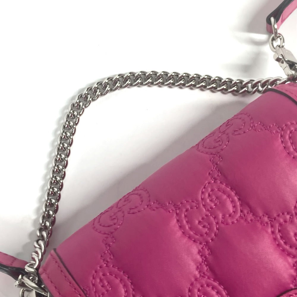 GUCCI Shoulder Bag 723777 Leather / nylon pink GG matelasse quilting Women Used