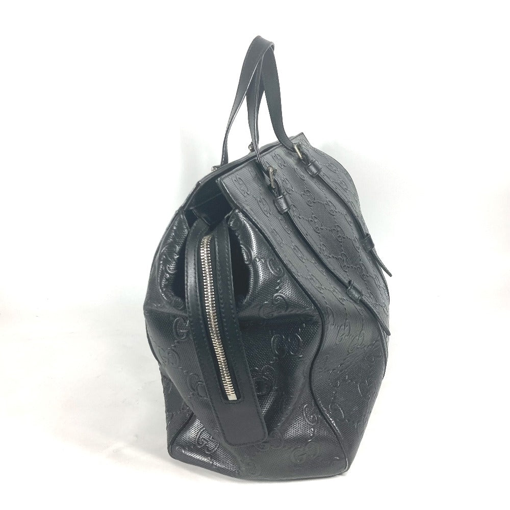 GUCCI Tote Bag 625772 leather black Shoulder Bag Boston Duffel bag GG emboss mens Used